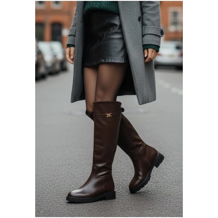 CHAUSSURES FEMME BOTTES HAUTES CAVALIERE CHOCO MISS CLARA