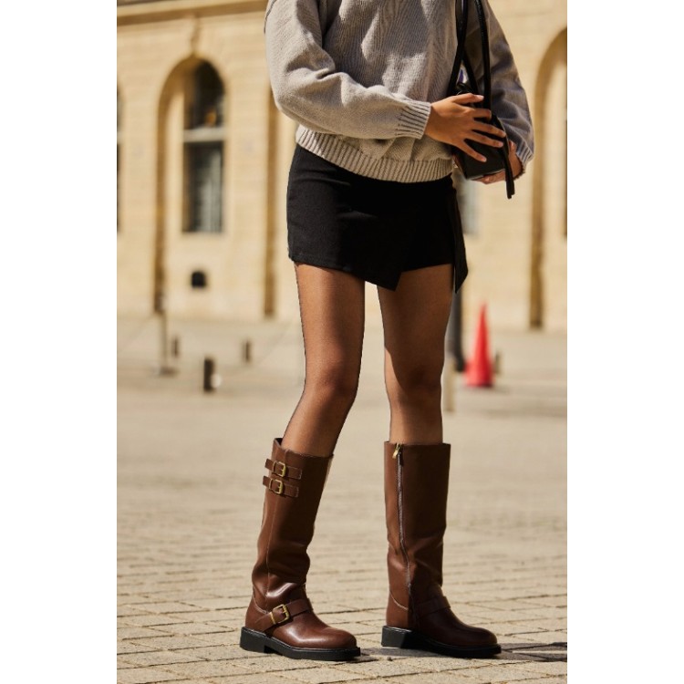 BOTTES HAUTE BIKER CAVALIERE MISS PACHI MARRON