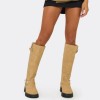 CHAUSSURES FEMME BOTTES HAUTES BEIGE ZIP BUCKLE BOOTS AMARI