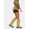CHAUSSURES FEMME BOTTES HAUTES BEIGE ZIP BUCKLE BOOTS AMARI