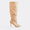 CHAUSSURES FEMME BOTTES HAUTES TALON AIGUILLE BOUT OUVERT MISS REBECC BEIGE