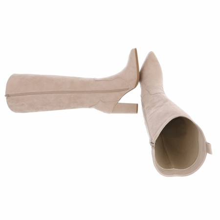 CHAUSSURES FEMME BOTTES HAUTES TALON CARRE CONFORT MISS ANOUSH BEIGE