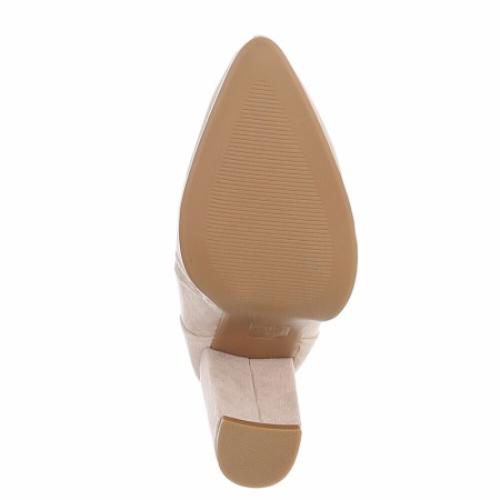 CHAUSSURES FEMME BOTTES HAUTES TALON CARRE CONFORT MISS ANOUSH BEIGE