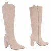 CHAUSSURES FEMME BOTTES HAUTES TALON CARRE CONFORT MISS ANOUSH BEIGE