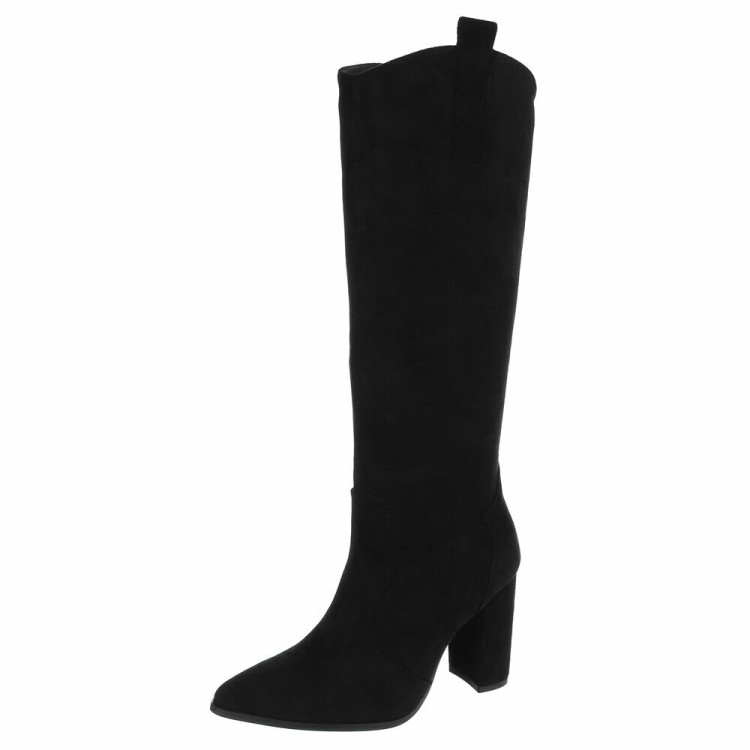 CHAUSSURES FEMME BOTTES HAUTES TALON CARRE CONFORT MISS ANOUSH NOIR
