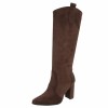 CHAUSSURES FEMME BOTTES HAUTES TALON CARRE CONFORT MISS ANOUSH MARRON CHOCO