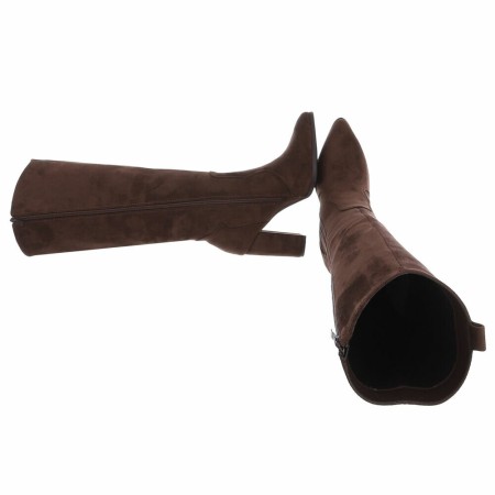 CHAUSSURES FEMME BOTTES HAUTES TALON CARRE CONFORT MISS ANOUSH MARRON CHOCO