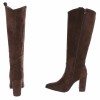 CHAUSSURES FEMME BOTTES HAUTES TALON CARRE CONFORT MISS ANOUSH MARRON CHOCO
