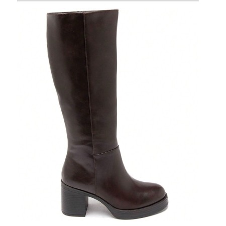 BOTTES HAUTES À TALON CARRÉ MISS KARINE CHOCO MARRON