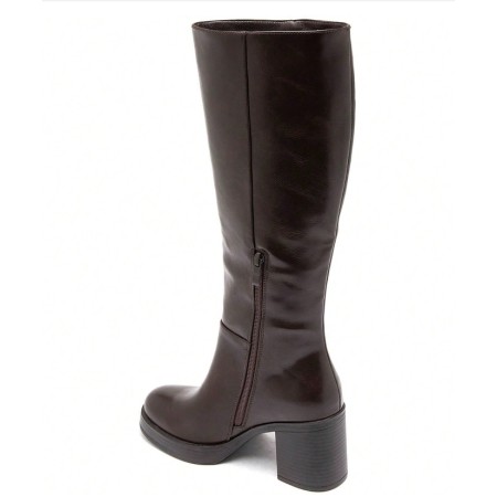 BOTTES HAUTES À TALON CARRÉ MISS KARINE CHOCO MARRON