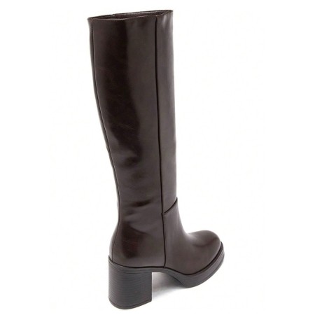 BOTTES HAUTES À TALON CARRÉ MISS KARINE CHOCO MARRON