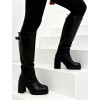 BOTTES HAUTES À TALON CARRÉ ELASTIQUE MOLLET FORT MISS SHARAZE NOIR