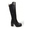 BOTTES HAUTES À TALON CARRÉ ELASTIQUE MOLLET FORT MISS SHARAZE NOIR