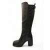 BOTTES HAUTES À TALON CARRÉ ELASTIQUE MOLLET FORT MISS SHARAZE NOIR