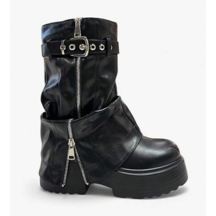 CHAUSSURES FEMME BOTTES BOTTINES SEMELLE LARGE MISS NELLY NOIR