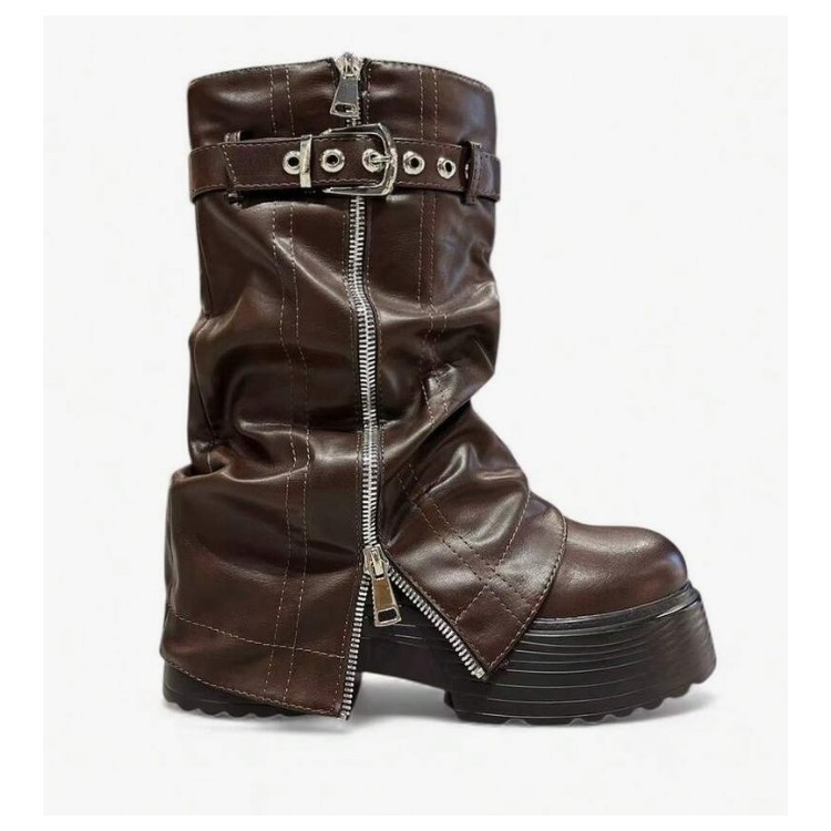 CHAUSSURES FEMME BOTTES BOTTINES SEMELLE LARGE MISS NELLY CHOCO