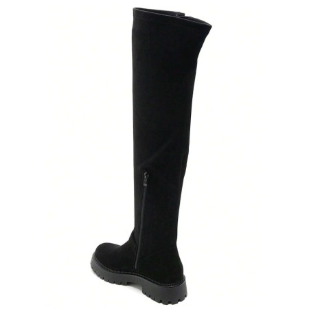 CHAUSSURES FEMME BOTTES CUISSARDES BOUCLE SUEDINE MISS NESSY NOIR