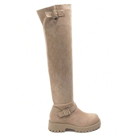 CHAUSSURES FEMME BOTTES CUISSARDES BOUCLE SUEDINE MISS NESSY BEIGE