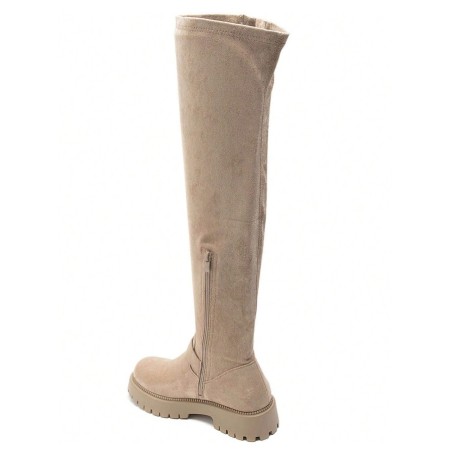 CHAUSSURES FEMME BOTTES CUISSARDES BOUCLE SUEDINE MISS NESSY BEIGE