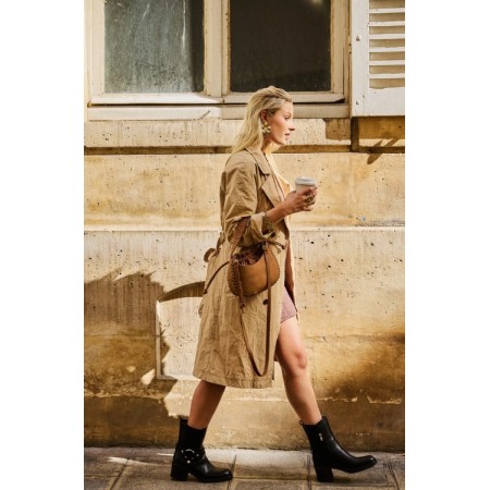 CHAUSSURES FEMME  BOTTES BOTTINES BOUCLE TALON CARRE MISS SARAH NOIR