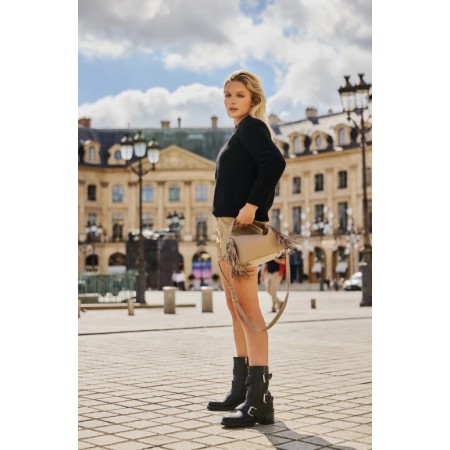 CHAUSSURES FEMME BOTTES BOTTINES TALON CARRE ET BOUCLE MISS STELLA NOIR