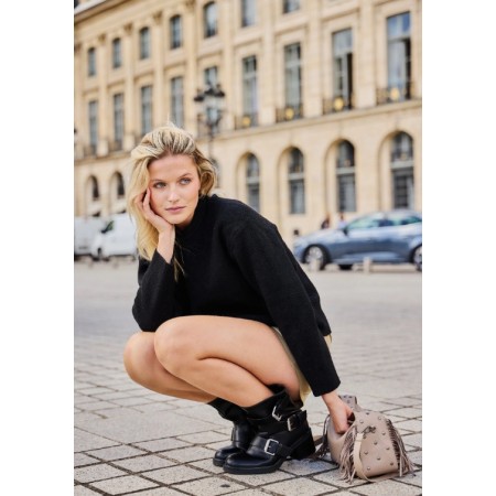 CHAUSSURES FEMME BOTTES BOTTINES TALON CARRE ET BOUCLE MISS STELLA NOIR