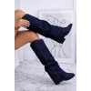 CHAUSSURES FEMME BOTTES HAUTES TALON LARGE BOUT POINTUE MISS AMANDA DARK DENIM
