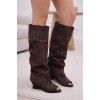 CHAUSSURES FEMME BOTTES HAUTES COMPENSEE BOUT OUVERT MISS LORNA CHOCO