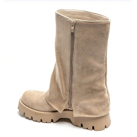 CHAUSSURES FEMME BOTTES BOTTINES BICKER ZIP BOUCLE MISS ANAE BEIGE