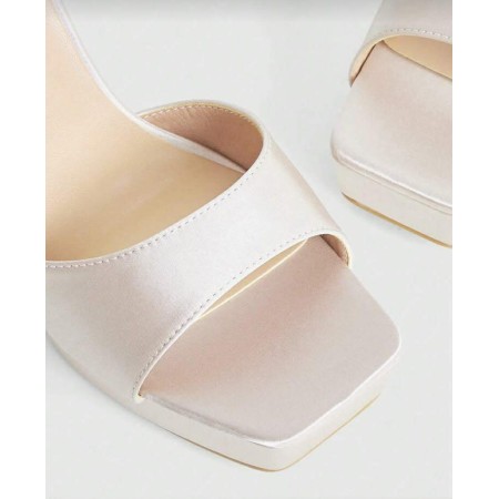 Sandales à talons, Plateforme, Talon évasé, Chaussures de soirée, Sandales satinées, Bout carré.
