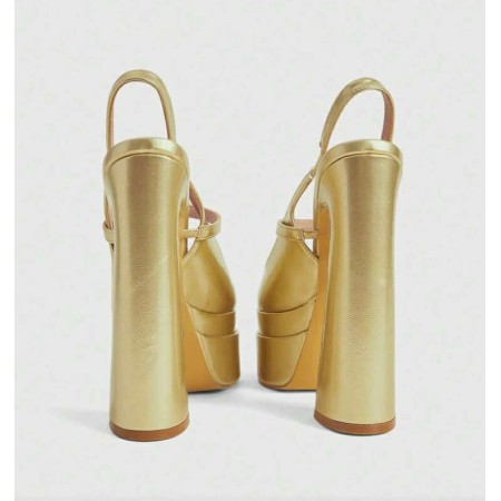 Chaussures dorées mariage, escarpins plateforme or, sandales talon épais, Mary Jane plateforme, chaussure soirée dorée.