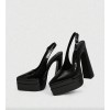 Chaussures à plateforme, slingback noir, talon bloc, escarpins vernis, mode goth chic, talons hauts confortables.