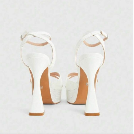 Sandales à Plateforme "Luz" – Blanc Verni & Talon Sablier MISS MARY
