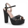 Sandales Noires à Plateforme et Talon Bloc