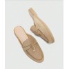 Mules Mocassins Femme Daim Taupe - Bijoux Dorés
