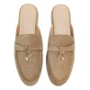Mules Mocassins Femme Daim Taupe - Bijoux Dorés