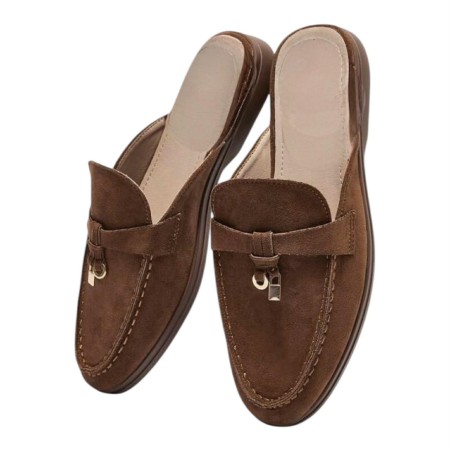 Mules Loafers Marron à Détails Dorés – L'Élégance Décontractée