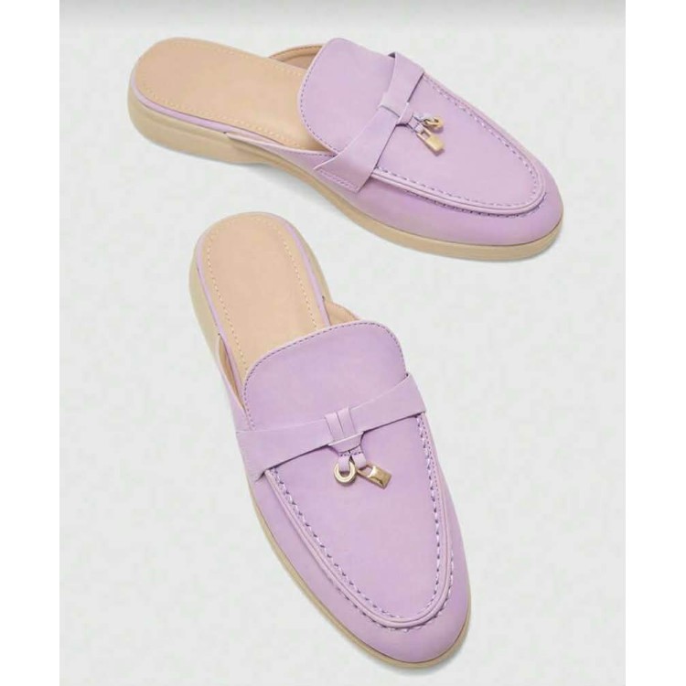 Mules Loafers Lilas à Détails Bijoux