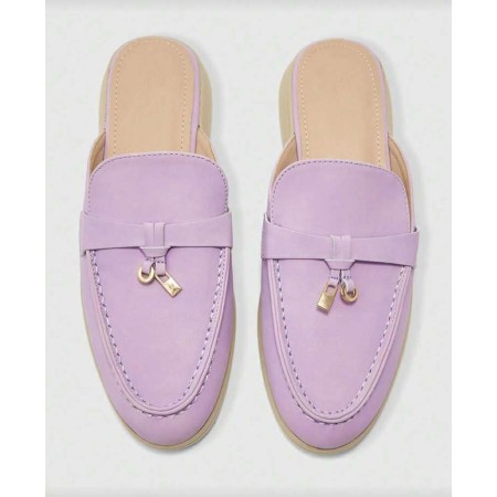 Mules Loafers Lilas à Détails Bijoux