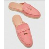 Mules Loafers Rose Corail à Détails Bijoux