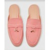Mules Loafers Rose Corail à Détails Bijoux