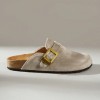 Chaussures femme sabot boucle miss clogs beige et or