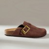 Chaussures femme sabot boucle miss clogs marron et or