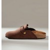 Chaussures femme sabot boucle miss clogs marron et or