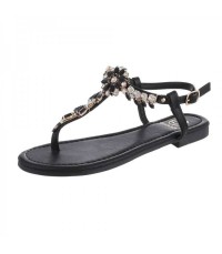 SANDALES MISS FLOWERS NOIR