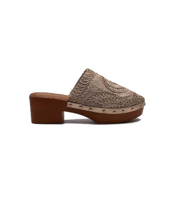 CHAUSSURES FEMME SABOT CROCHET TALON BOIS BRITTANY GOLD