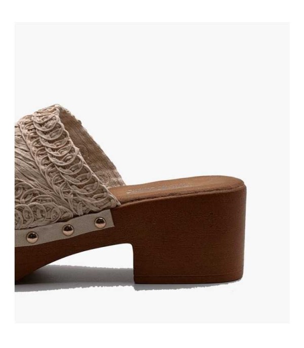CHAUSSURES FEMME SABOT CROCHET TALON BOIS BRITTANY BEIGE