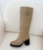 CHAUSSURES FEMME BOTTES TALON CARRE BOUCLE MISS CARMEN BEIGE TAUPE