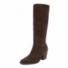 Chaussures femme bottes mi hautes talon épais suedine élagant miss Candace choco