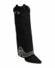 *Affirmez votre style avec nos bottes mi-hautes en suédine noire cloutée : audace et confort réunis Miss Khloé